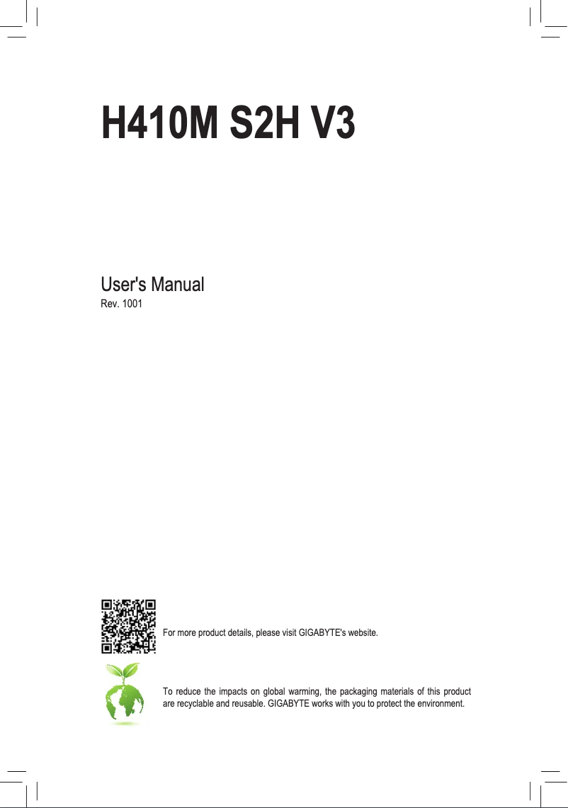Page n°1 - Manuel utilisateur Gigabyte H410M S2H V3