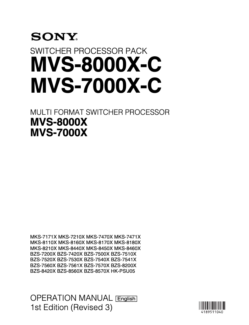 Image de la première page du manuel de l'appareil MVS-7000X
