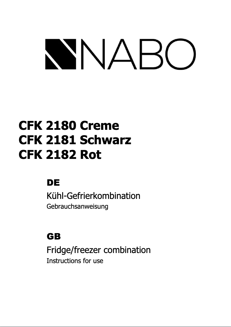 Page n°1 - Manuel utilisateur Nabo CFK 2181