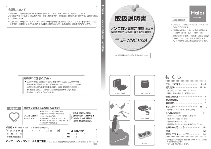 Imagen de la primera página del manual del dispositivo JF-WNC103A