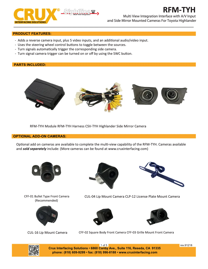 Page 1 de la notice Manuel utilisateur CRUX RFM-TYH