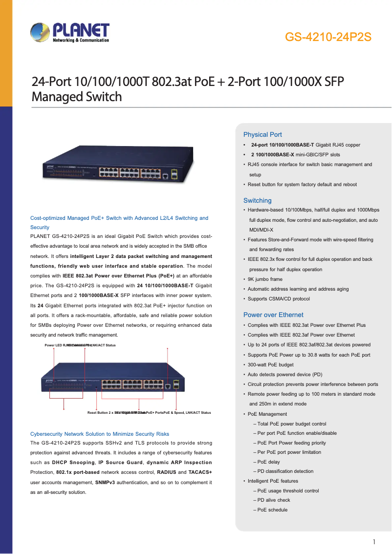 Image de la première page du manuel de l'appareil GS-4210-24P2S