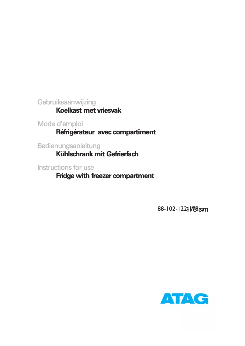 Page 1 de la notice Manuel utilisateur Atag KS31102A