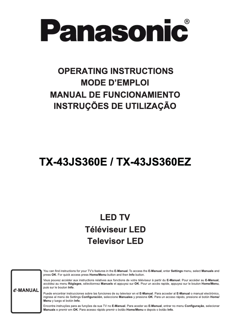 Page 1 de la notice Manuel utilisateur Panasonic TX-43JS360