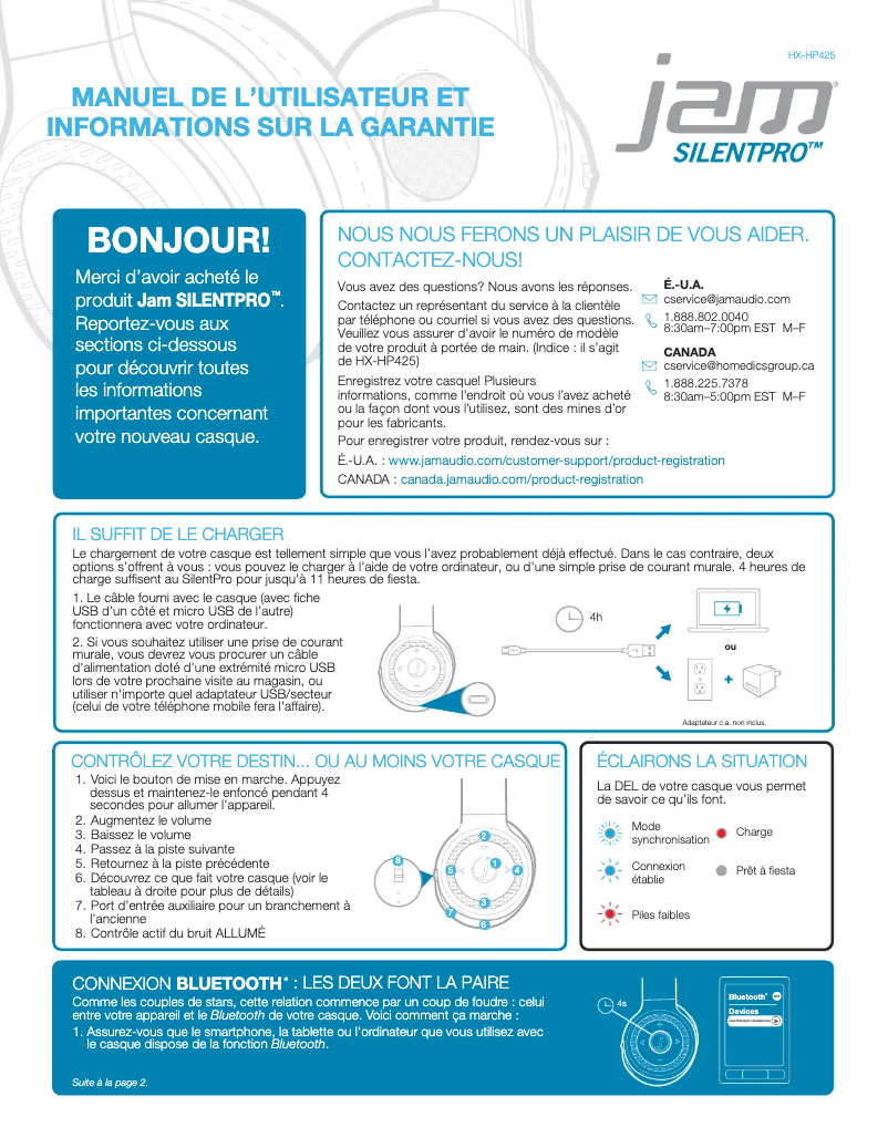 Page n°1 - Manuel utilisateur Jam SilentPro HX-HP425