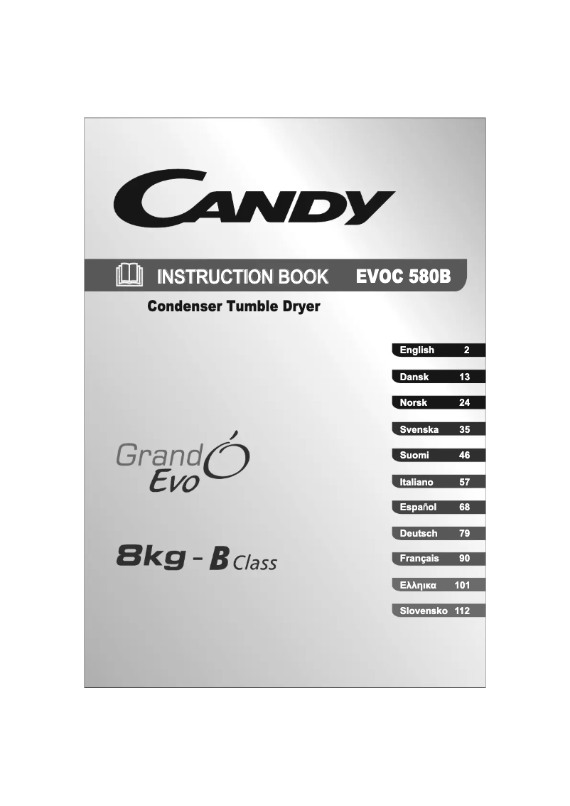 Página 1 del manual Manual de usuario Candy EVOC 580 NB-S