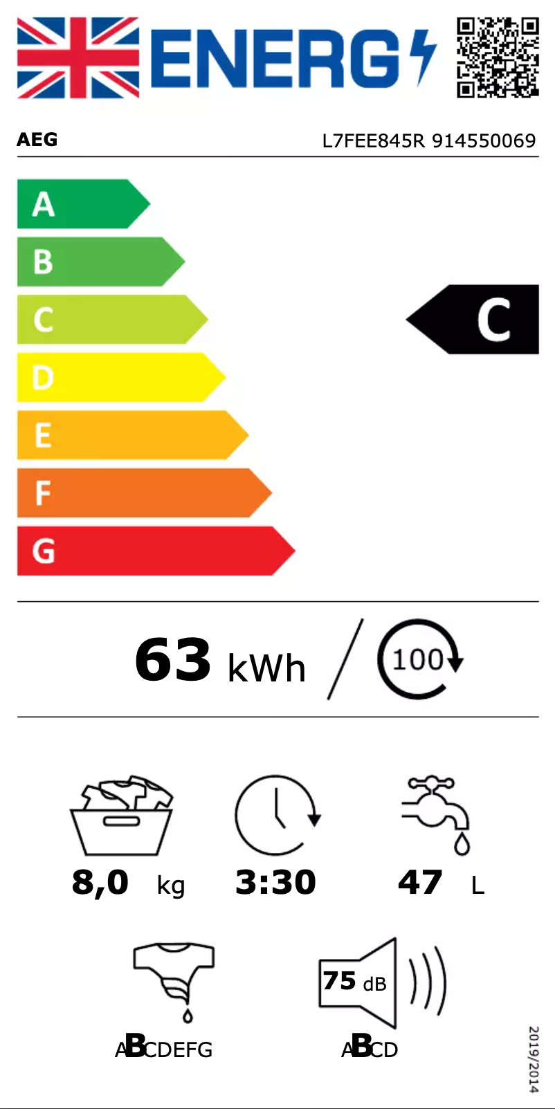 Page n°1 - Label énergétique AEG L7FEE845R