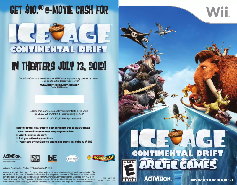 Page 1 de la notice Manuel utilisateur Nintendo Ice Age - Continental Drift (Wii)