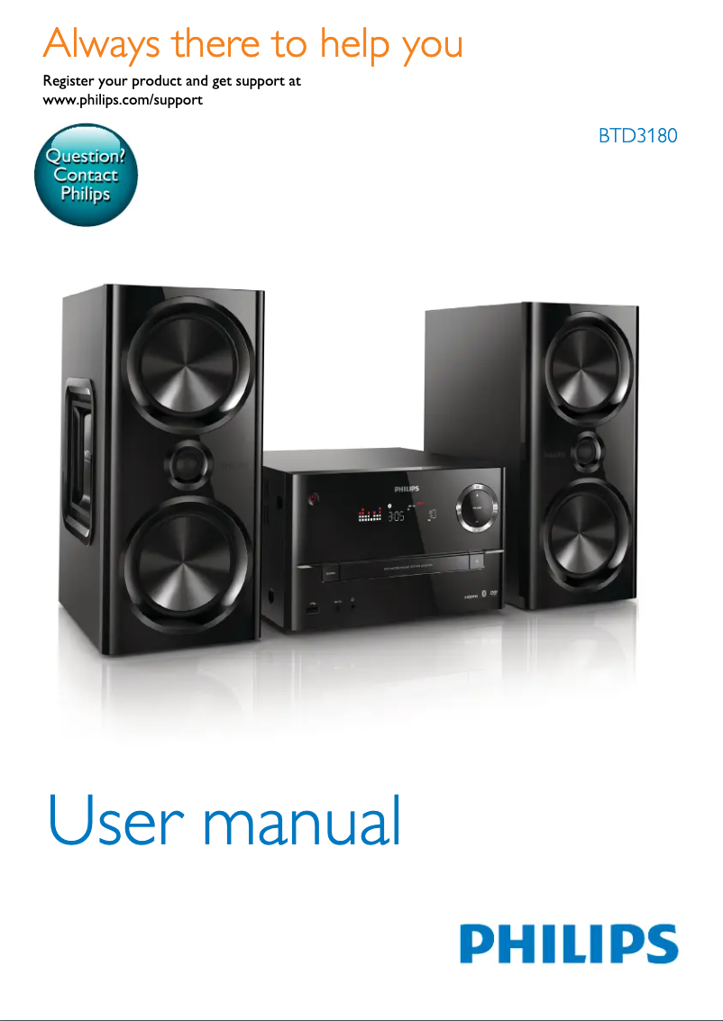 Page 1 de la notice Manuel utilisateur Philips BTD3180
