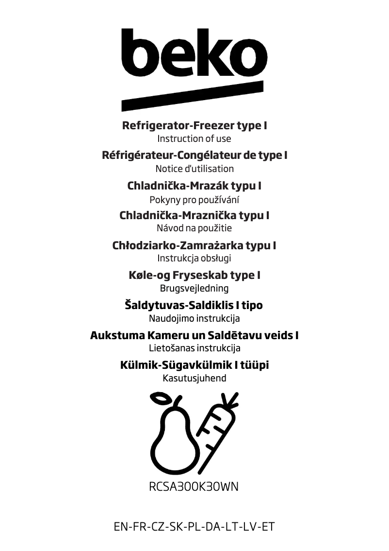 Page n°1 - Manuel utilisateur Beko RCSA300K30WN