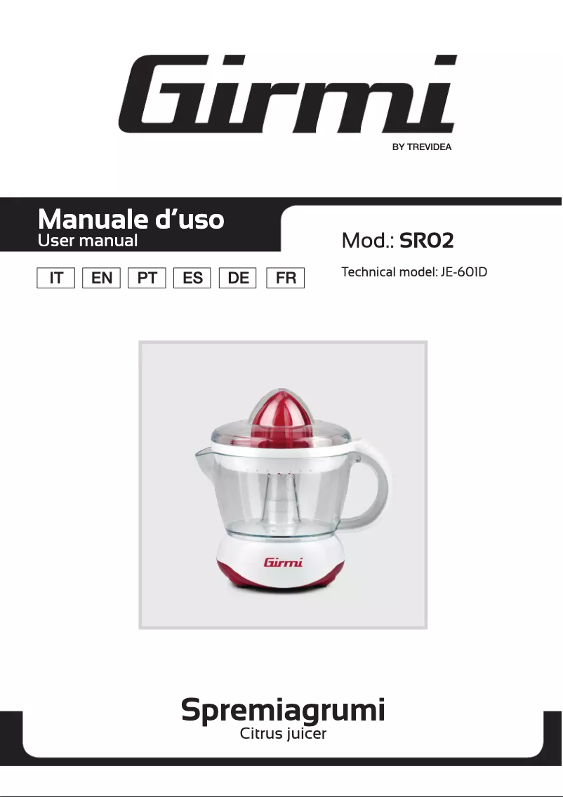 Page n°1 - Manuel utilisateur Girmi SR02