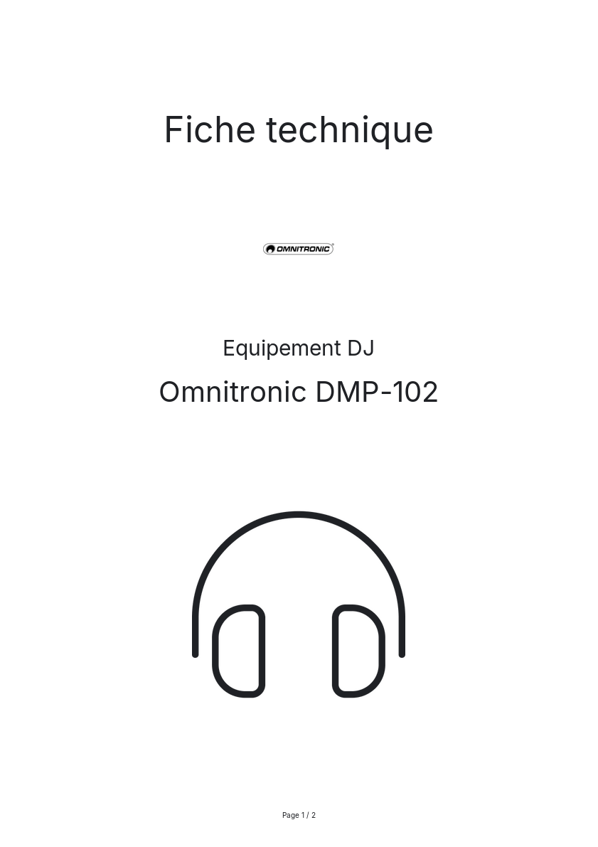 Page n°1 - Fiche technique Omnitronic DMP-102