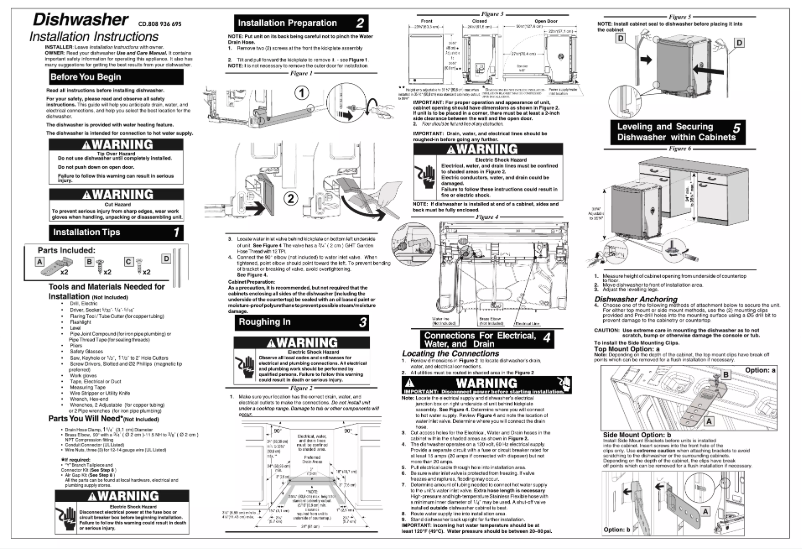 Page 1 de la notice Guide d'installation Frigidaire FDSP450LAF