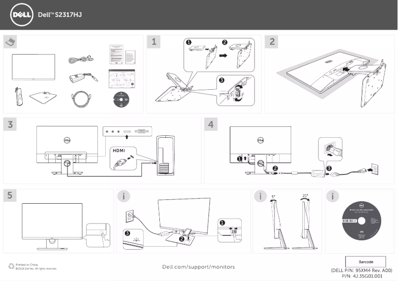 Page 1 de la notice Guide d'installation Dell S2317HJ