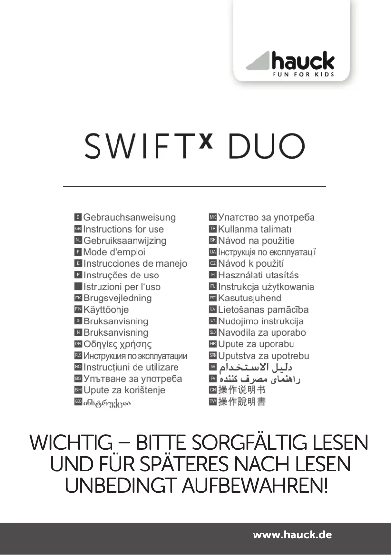 Page n°1 - Manuel utilisateur Hauck Swift X Duo