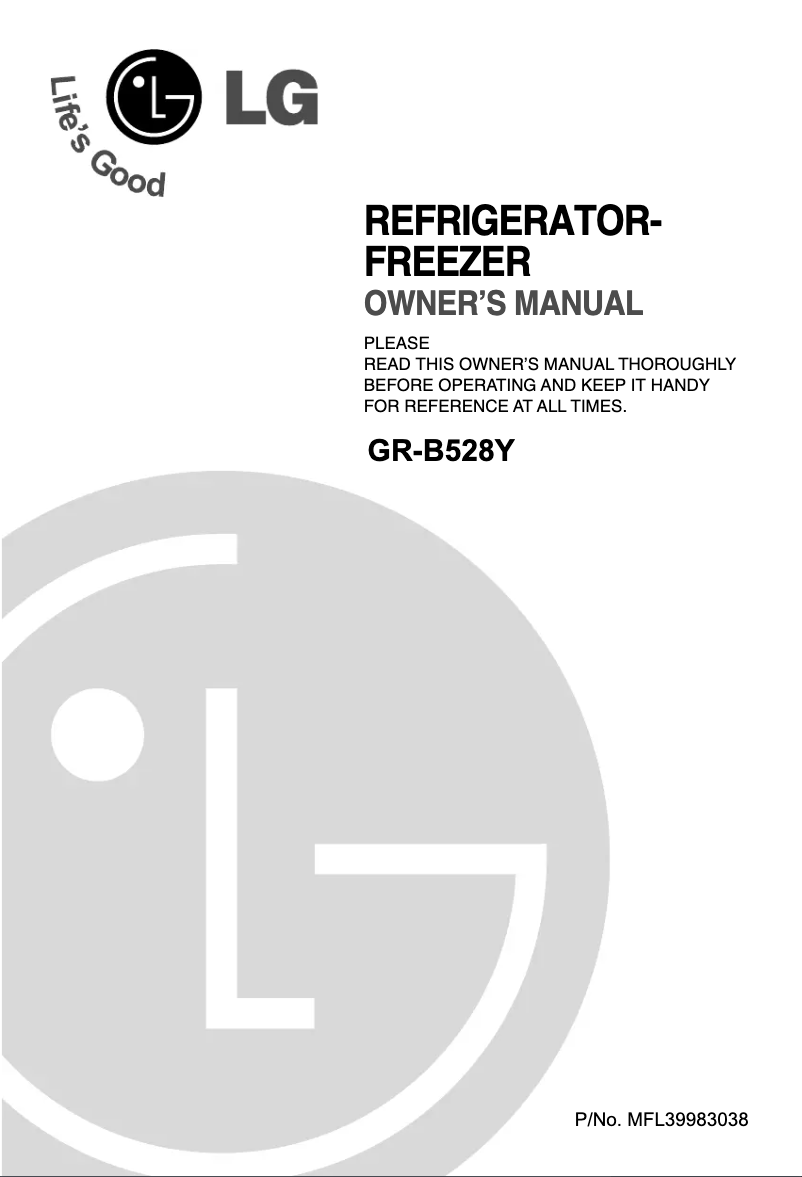 Image de la première page du manuel de l'appareil GR-B528YC