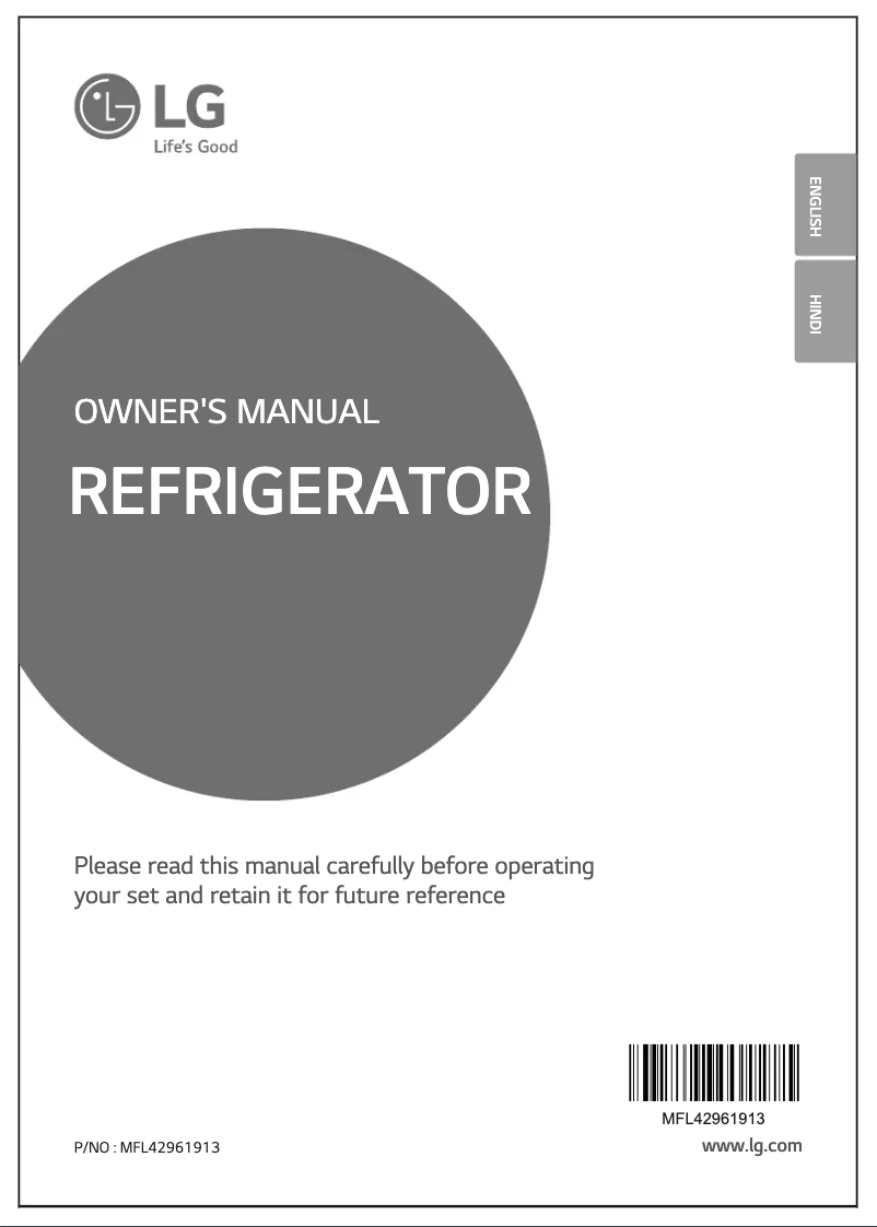 Page n°1 - Manuel utilisateur LG GL-B191KPOX