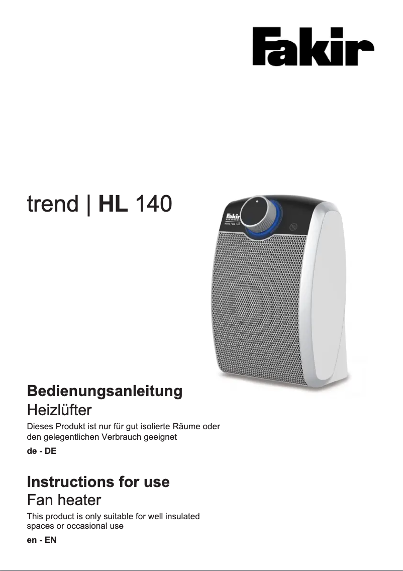 Página 1 del manual Manual de usuario Fakir trend HL 140