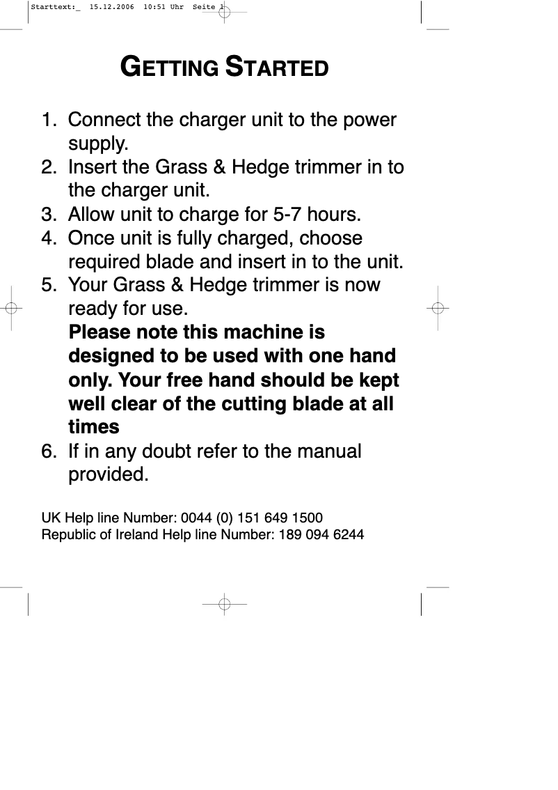 Página 1 del manual Manual de usuario Gardenline GCGS 18-S