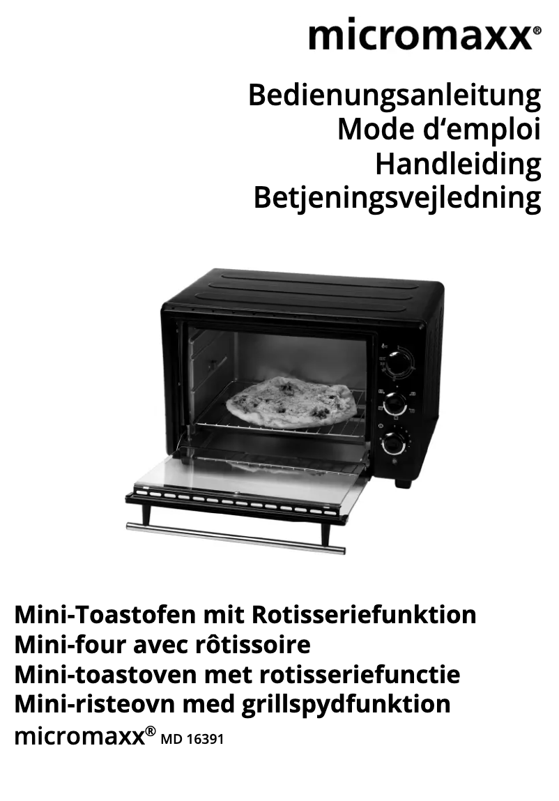 Page 1 de la notice Manuel utilisateur Micromaxx MD 16391
