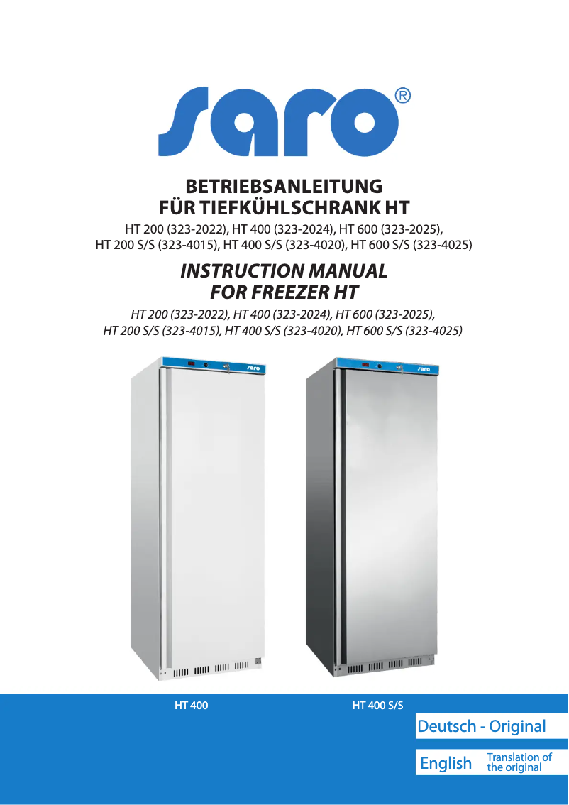 Page n°1 - Manuel utilisateur Saro HT 200