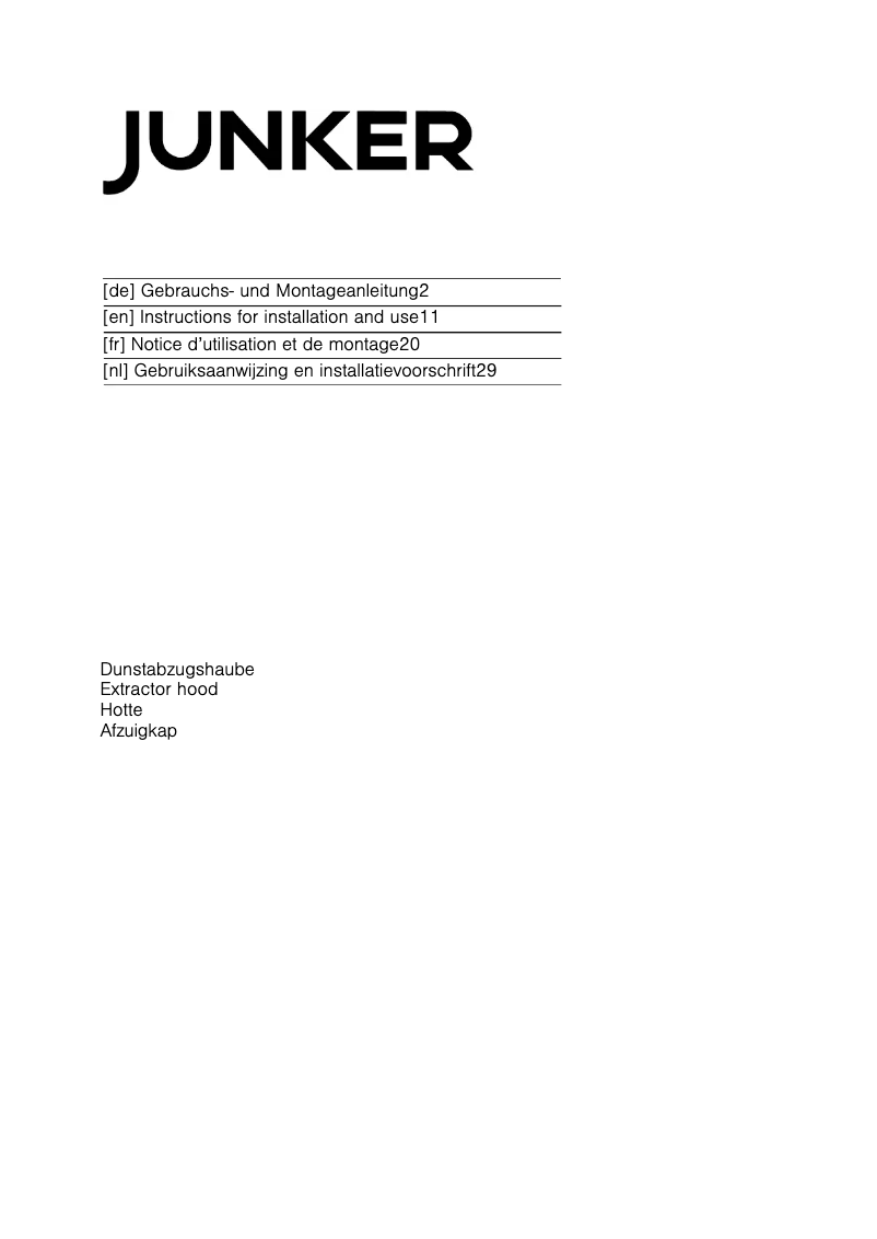 Page n°1 - Manuel utilisateur Junker JD66SE50