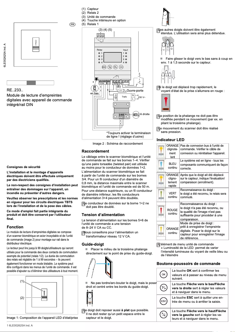 Page 1 of the manual Instructions / Assembly Hager REN233X