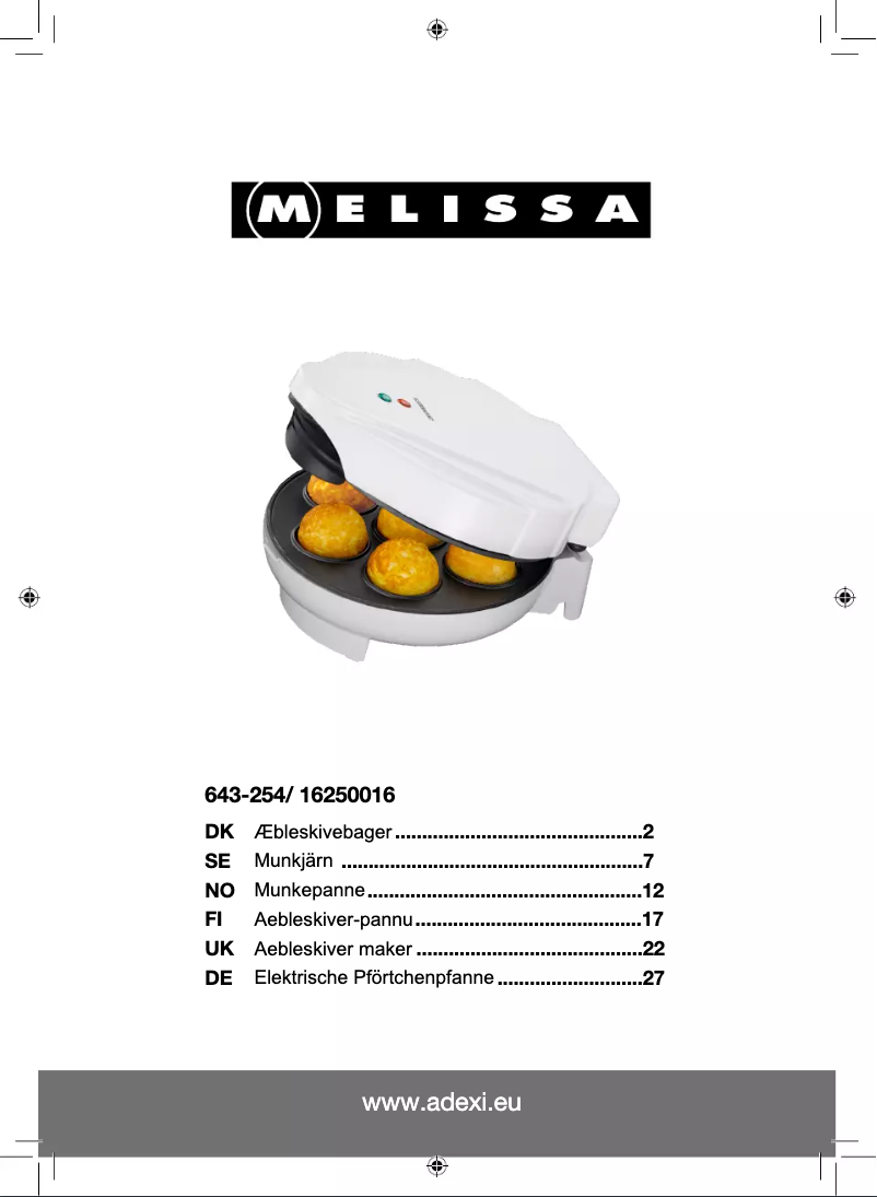 Page n°1 - Manuel utilisateur Melissa 16250016