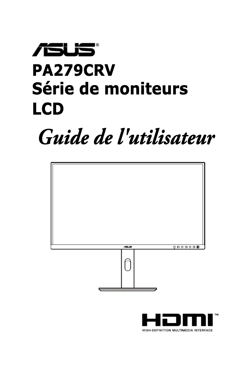 Page 1 de la notice Manuel utilisateur Asus ProArt PA279CRV
