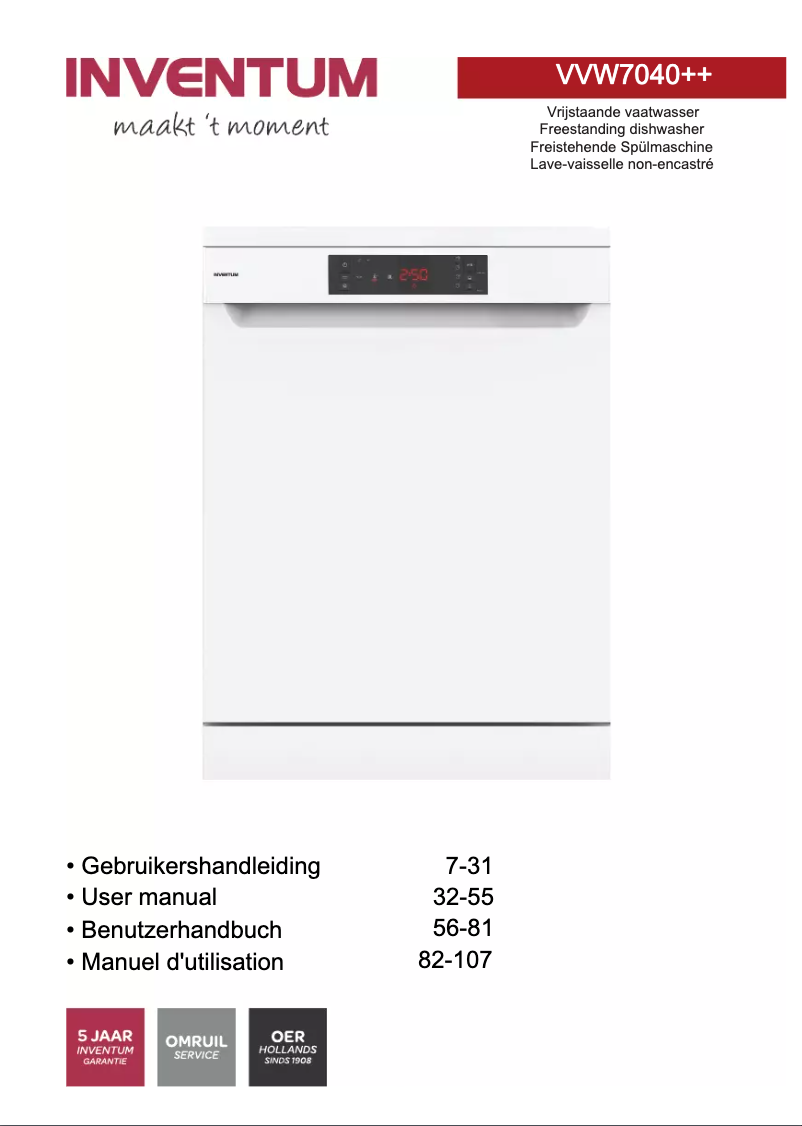 Image de la première page du manuel de l'appareil VVW7040++