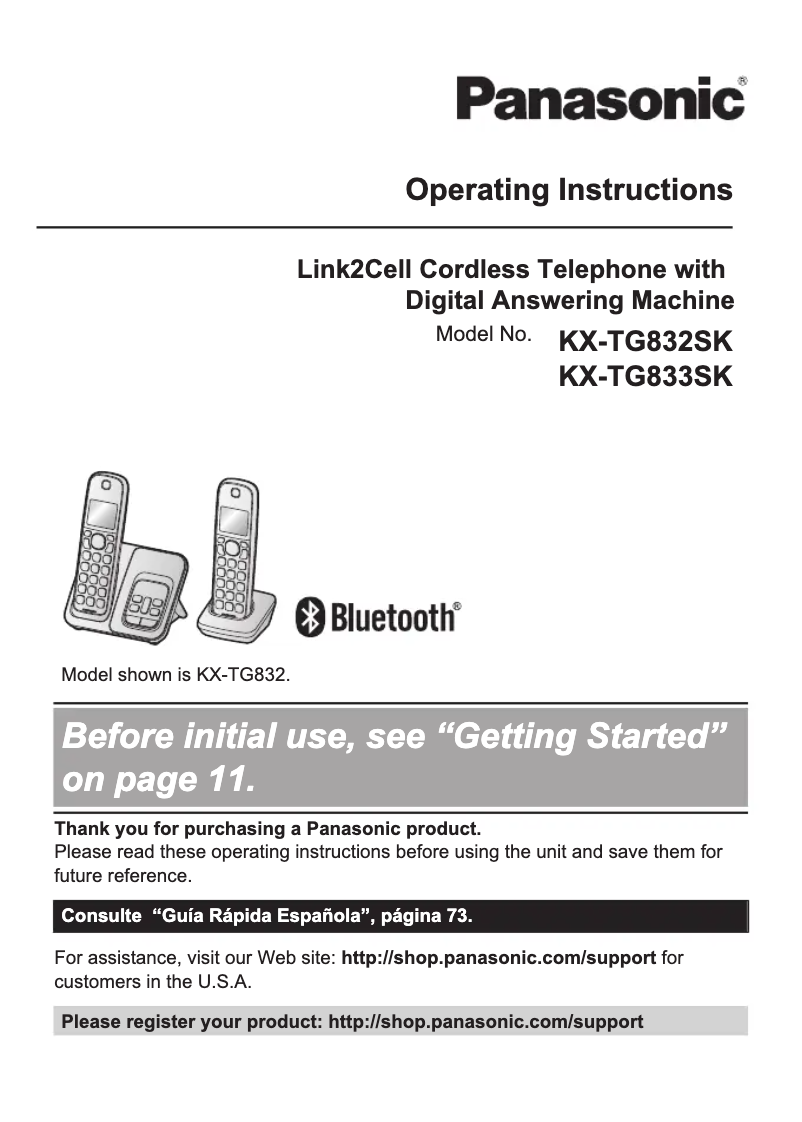 Página 1 del manual Manual de usuario Panasonic KX-TG833SK