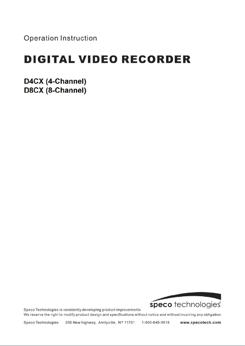 Page 1 de la notice Manuel utilisateur Speco Technologies D4CX2TB