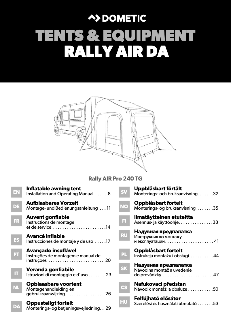 Page 1 of the manual User Manual Dometic Rally AIR Pro 240 TG