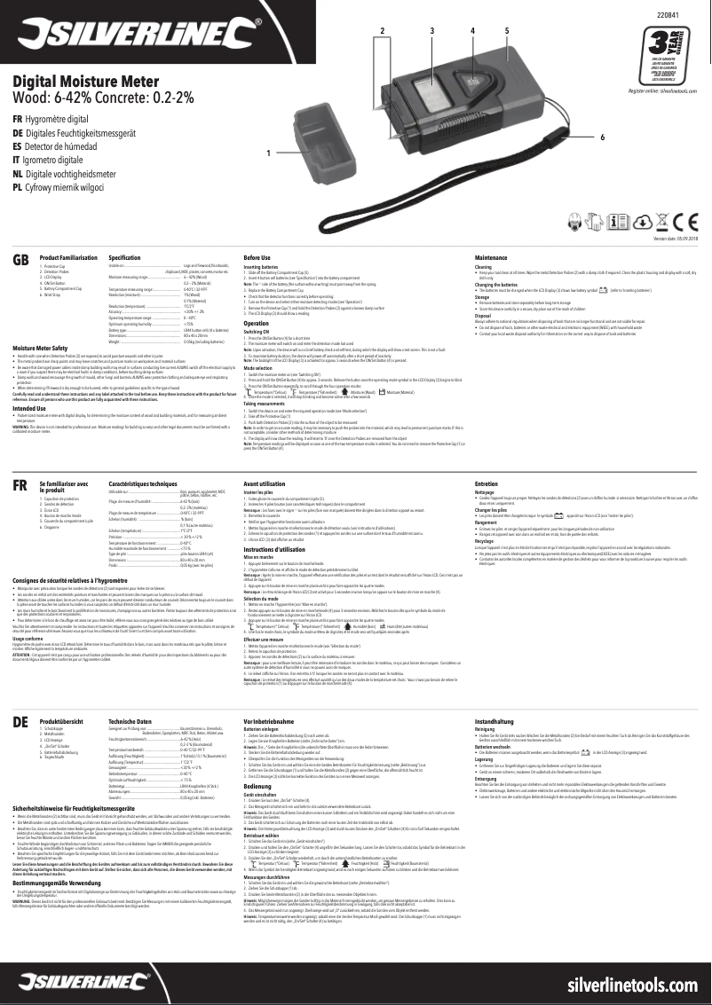 Page 1 de la notice Manuel utilisateur Silverline 220841