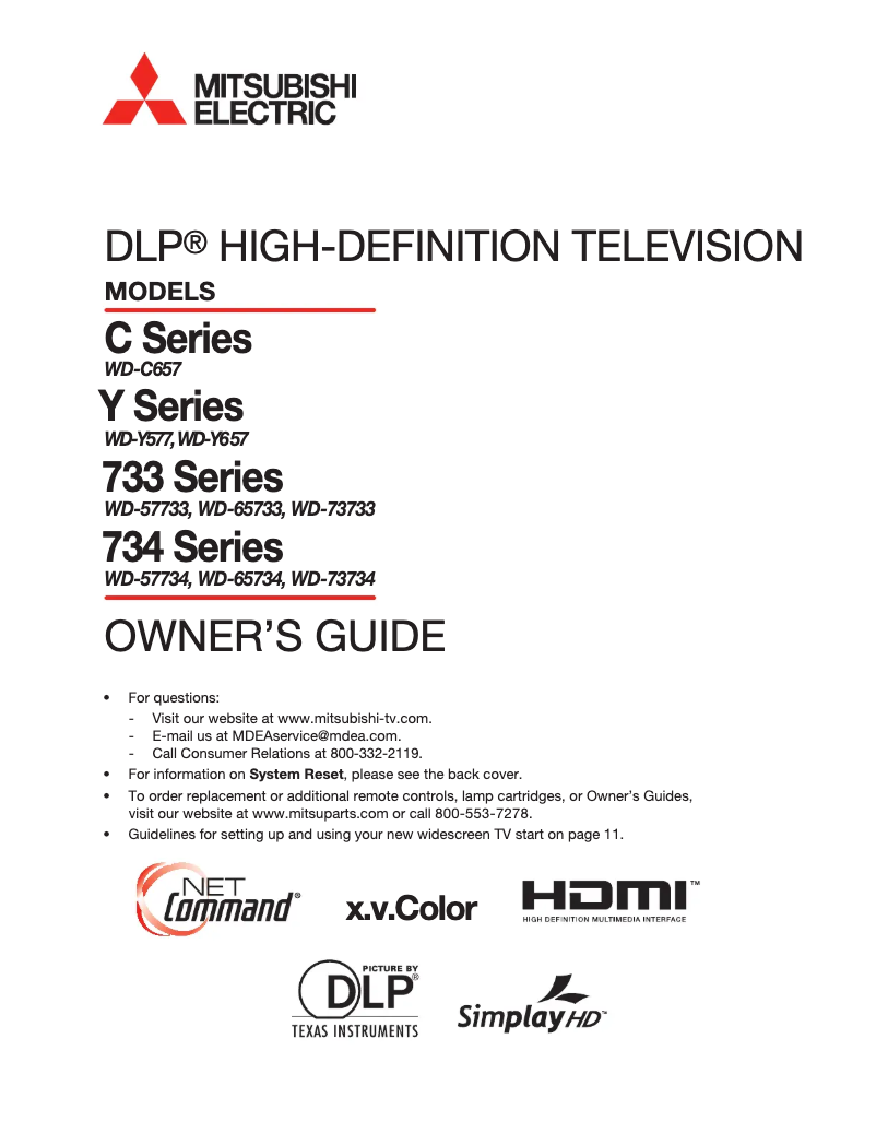 Page 1 de la notice Manuel utilisateur Mitsubishi WD-Y657
