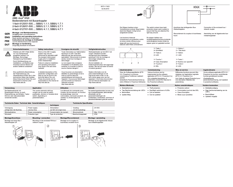 Page 1 de la notice Manuel utilisateur Busch-Jaeger 6125/01-82-500