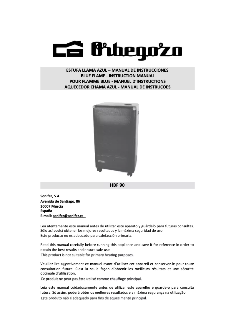 Image de la première page du manuel de l'appareil HBF 90