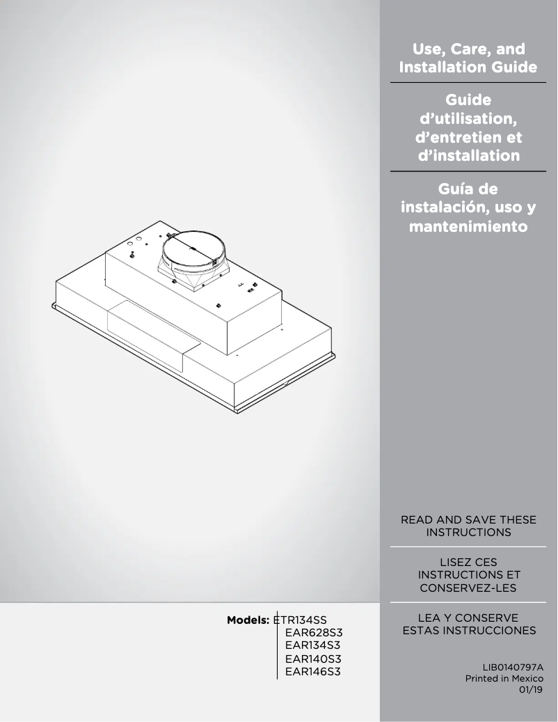 Page 1 de la notice Manuel utilisateur Elica Trento PRF0140694A