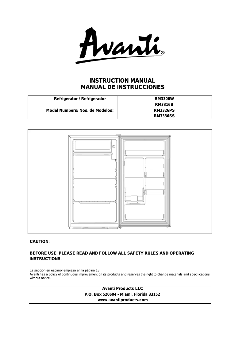 Page n°1 - Mode d'emploi Avanti RM3306W