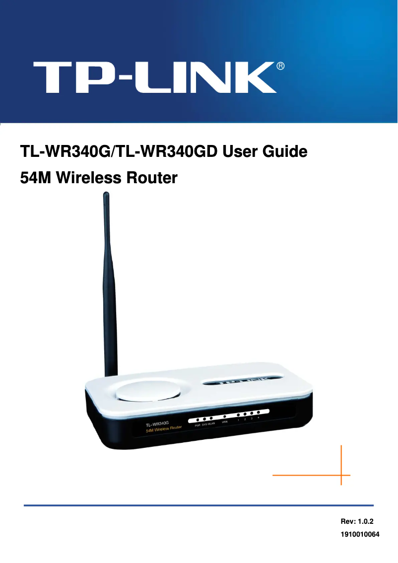 Page n°1 - Manuel utilisateur TP-Link 54Mbps Wireless Router