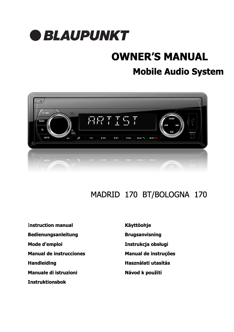 Page 1 de la notice Manuel utilisateur Blaupunkt Madrid 170 BT