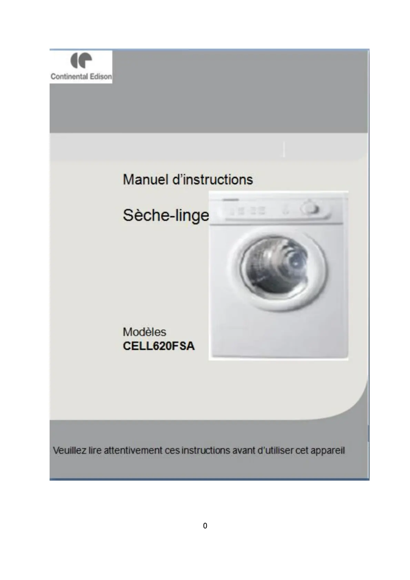 Page 1 de la notice Manuel utilisateur Continental Edison CESLB620FSA