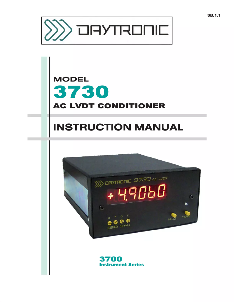 Page 1 de la notice Manuel utilisateur Daytronic 3730