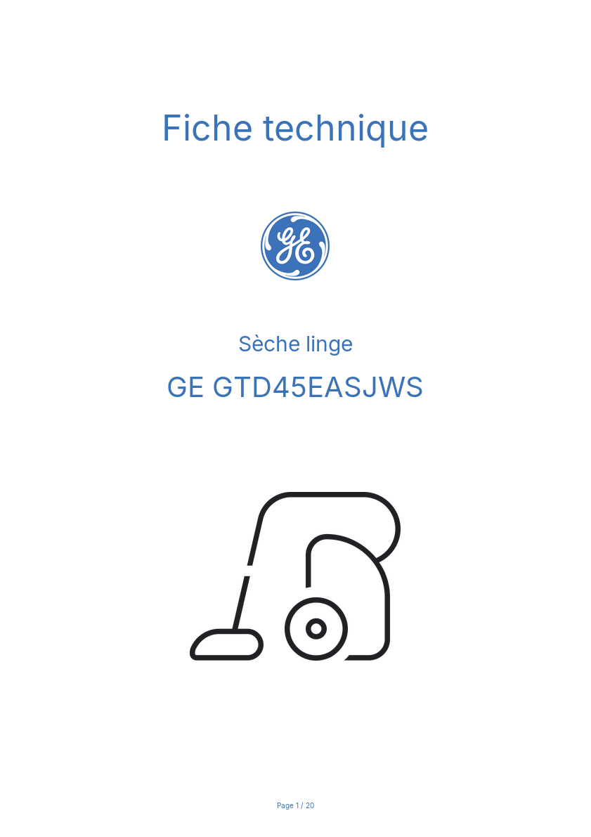 Image de la première page du manuel de l'appareil GTD45EASJWS