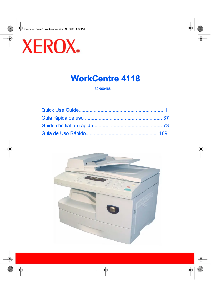 Page 1 de la notice Manuel utilisateur Xerox WorkCentre 4118