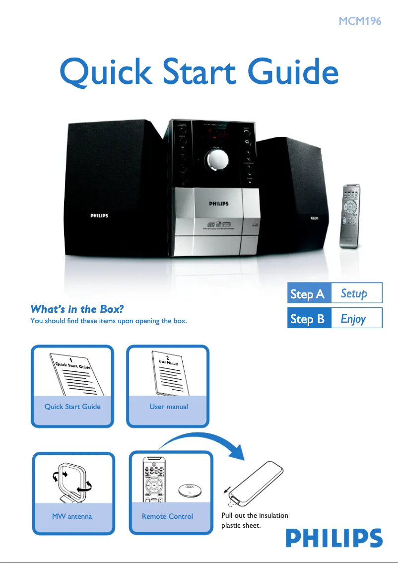 Página 1 del manual Guía de inicio rápido Philips MCM196