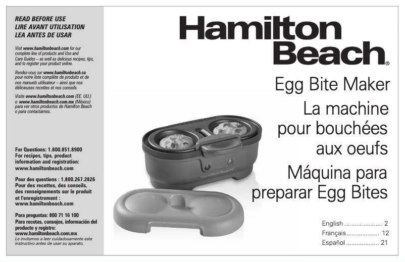 Page 1 de la notice Manuel utilisateur Hamilton Beach 25506