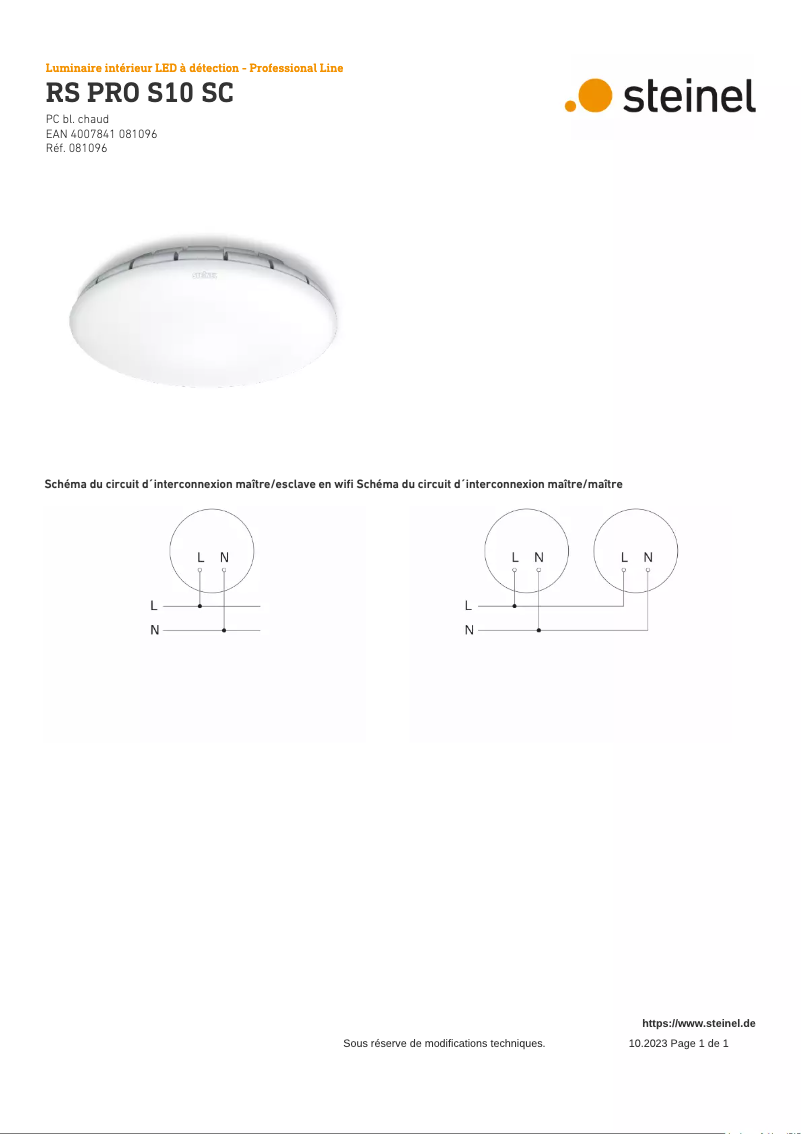 Image de la première page du manuel de l'appareil RS PRO S10 SC