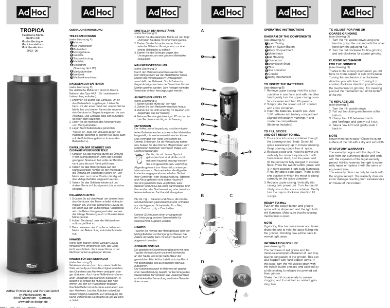 Image de la première page du manuel de l'appareil Tropica
