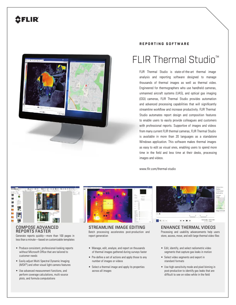 Page 1 de la notice Fiche technique FLIR Thermal Studio